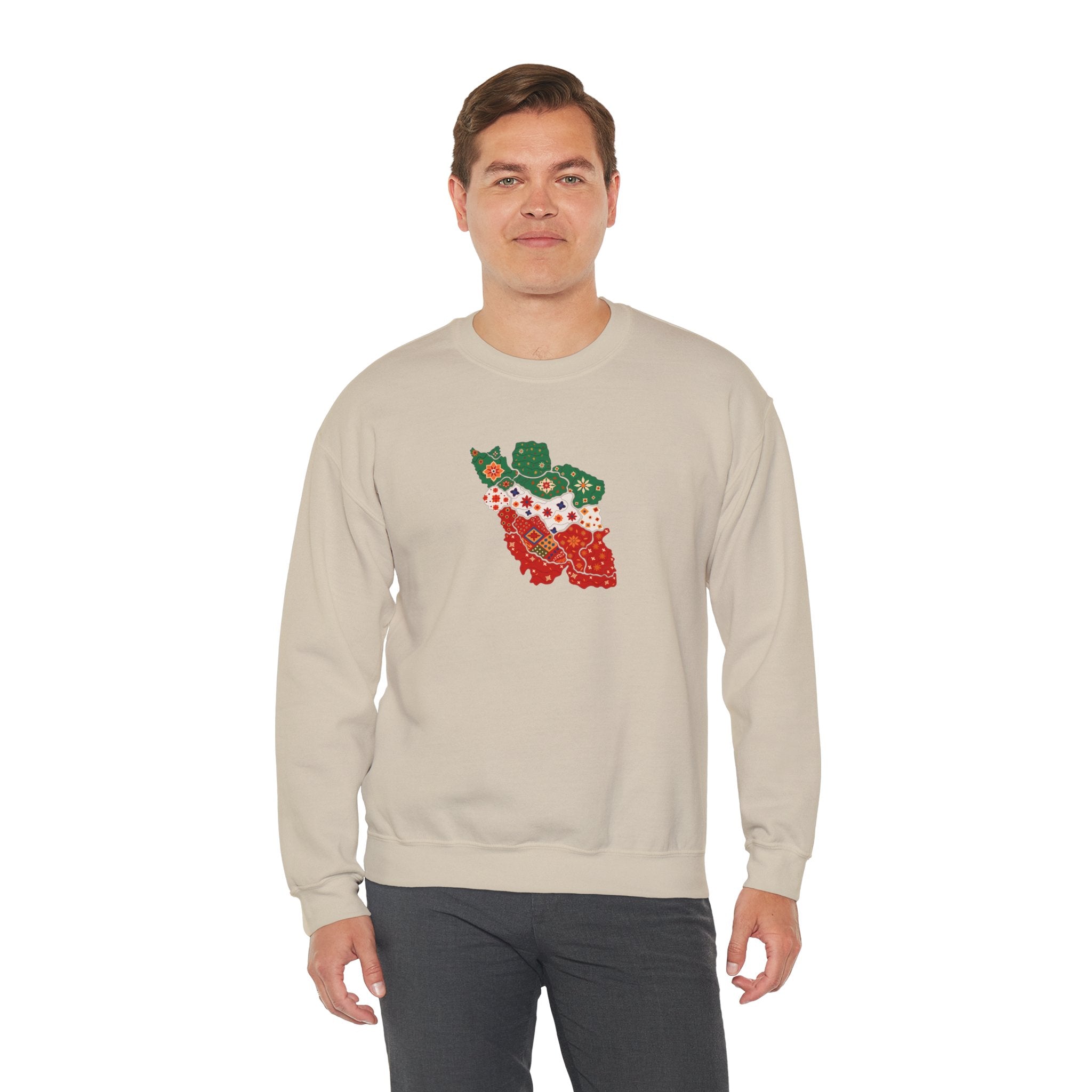 Iran Map Floral (Flag Colors) Sweatshirt- Unisex