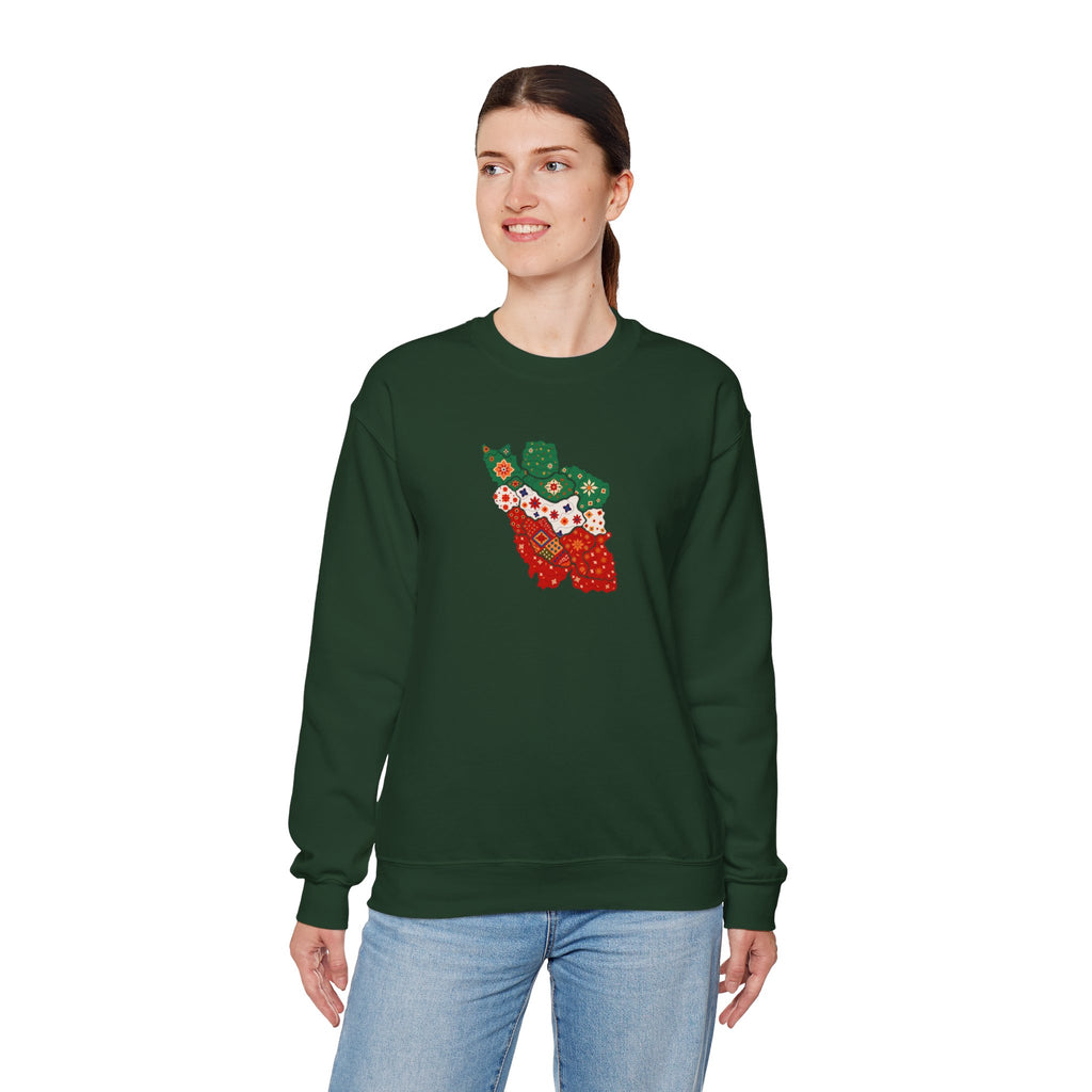 Iran Map Floral (Flag Colors) Sweatshirt- Unisex