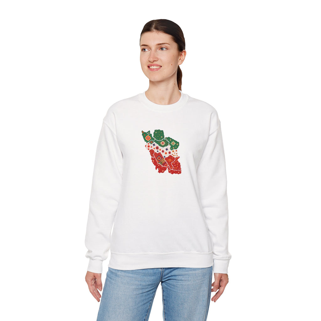 Iran Map Floral (Flag Colors) Sweatshirt- Unisex
