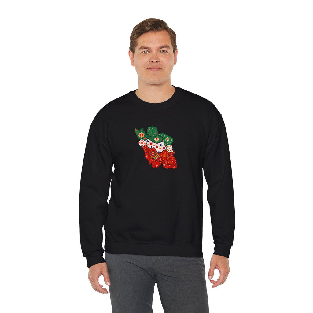 Iran Map Floral (Flag Colors) Sweatshirt- Unisex