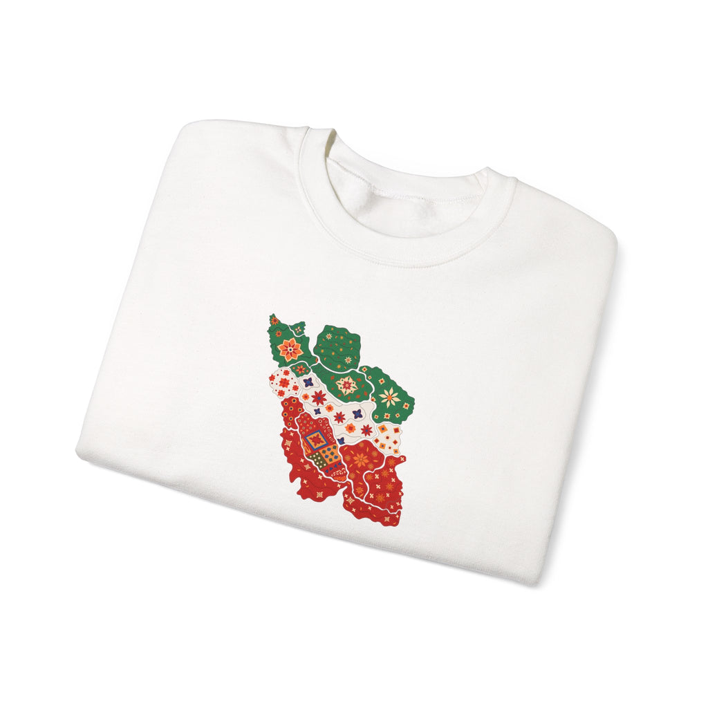 Iran Map Floral (Flag Colors) Sweatshirt- Unisex